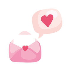 envelope mail and speech bubble with heart vector illustration design