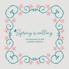 Leaf and floral cute frame, for spring calling greeting card design. Vector