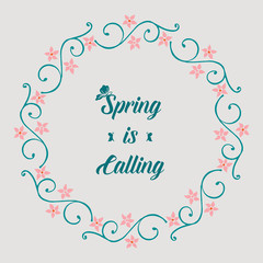 Leaf and floral cute frame, for spring calling greeting card design. Vector