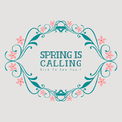 Beautiful pattern of leaf and floral frame, for romantic spring calling poster design. Vector