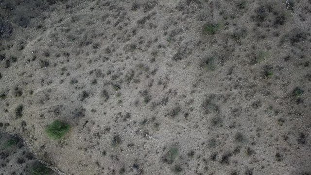 4K aerial drone summer day video African savanna and dry riverbeds surrounded by bush covered hills in Daan Viljoen National Game Park in Khomas Hochland area near Windhoek, Namibia's capital, Africa