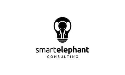 elephant with light bulb logo design concept