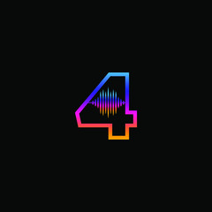 Initial Number 4 Sound Weaves Logo Design Concept