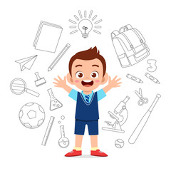 cute kid boy back to school card