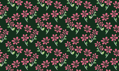 Elegant card for spring, with seamless leaf and flower pattern background design.