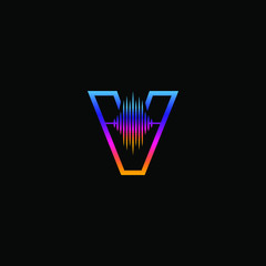 Initial Letter V Sound Weaves Logo Design Concept