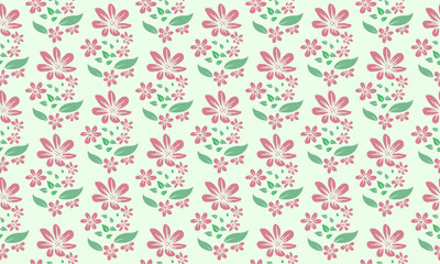 Spring floral pattern background, with simple leaf and floral decor.