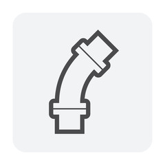 Pipe vector. Connection by flange fitting. For pipeline construction to transport liquid or gas in industry i.e. crude, oil, natural gas. Also water supply infrastructure in plumbing and irrigation.