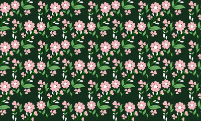 Spring floral pattern background, with simple leaf and floral decor.