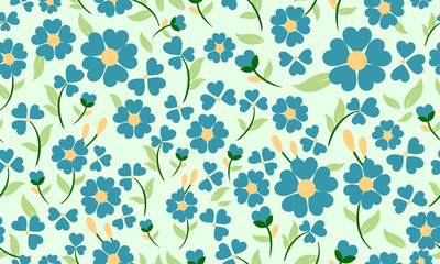 Cute shape of spring flower pattern background, with leaf and floral design.