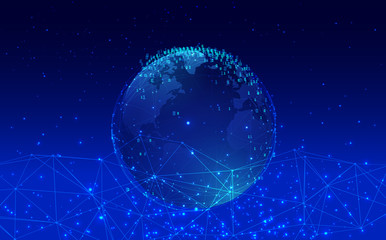 Obraz premium digital technology on the world abstract background 