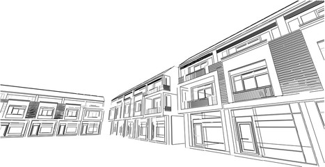 Modern architecture wireframe, Abstract architectural background, 3D Illustration