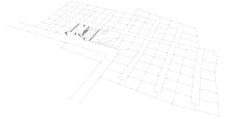 Modern architecture wireframe, Abstract architectural background, 3D Illustration