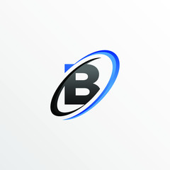 Initial Letter B Logo with Circle Swoosh Element