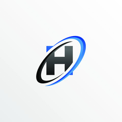 Initial Letter H Logo with Circle Swoosh Element