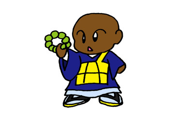 黒人のお坊さん　Chibi Fantasy Cleric Character「Japanese style」