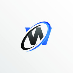 Initial Letter W Logo with Circle Swoosh Element