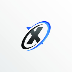 Initial Letter X Logo with Circle Swoosh Element