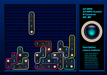 Conceptual illustration of smartphone camera resolution battle for technological leadership