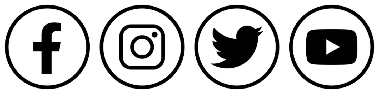 ewni23 EditoralWebNewIcon ewni - social media logotype: facebook, instagram, twitter, youtube. - social media icons. - 4 elements, web graphics for editoral - g9052 / GERMANY - FEB 14, 2020