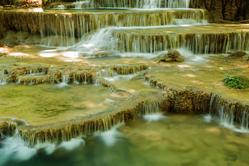 Forest Stream and Waterfall  Huay Mae Kamin National Park, Kanchanaburi, Thailand  