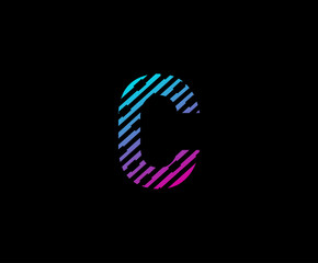 Abstract Techno Line C Letter Icon Design
