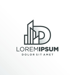 Initial Letter D with Buildings Logo Design