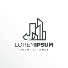 Initial Letter J with Buildings Logo Design