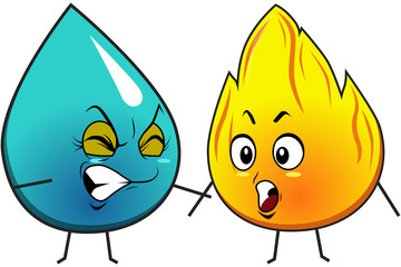 Water and fire cartoon vector illustration, can be use for mascot, icon, poster, print or other design need