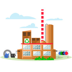 Fototapeta premium recycling plant. vector illustration of ecological waste recycling. secondary production