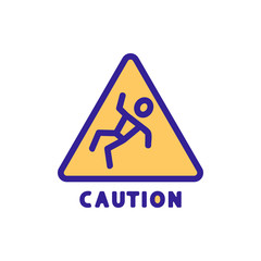 Wet floor caution icon vector. Thin line sign. Isolated contour symbol illustration