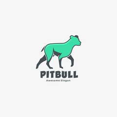Vector Logo Illustration American Pit bull Mascot Cartoon Style