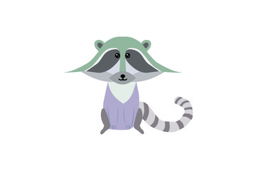 EPS 10 vector. Drawn cute raccoon on white background.