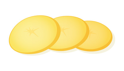 Fresh potato sliced slices isolated on white background. Rings of potato. Vector Illustration.