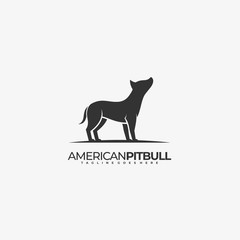 Vector Logo Illustration American Pit bull Silhouette Style