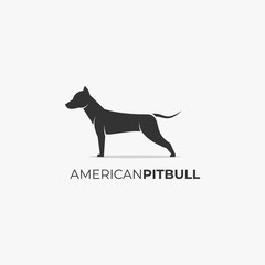 Vector Logo Illustration American Pit bull Silhouette Style