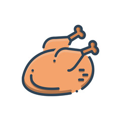 Color illustration icon for chicken  