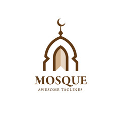 simple minimalist mosque building logo vector simple luxury icon illustration design