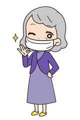 Oblique illustration of a woman preventing infectious disease, full body view.