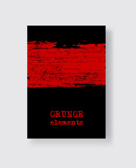 Red grunge brush stroke on black background. Minimalistic style.