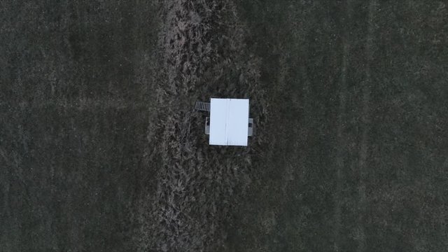 Hunting hide on field, Drone