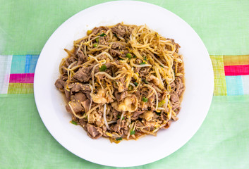 Fried Beef Brisket and mung bean sprout with soy sauce