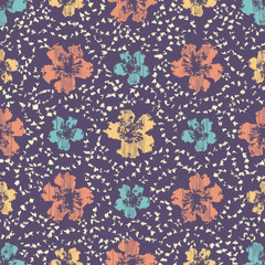 Seamless abstract ikat pattern with the image of floral ornament. © Yuliya