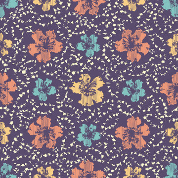 Seamless abstract ikat pattern with the image of floral ornament.