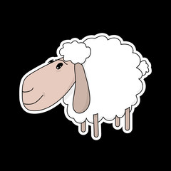 Sheep. Lamb. Sticker or part of garland for decorating holiday. Vector illustration.