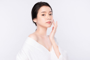 Portrait beautiful young asian woman clean fresh bare skin concept. Asian girl beauty face skincare...