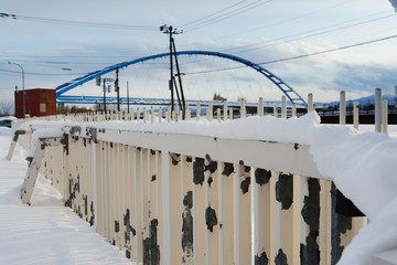 雪を被った鉄柵