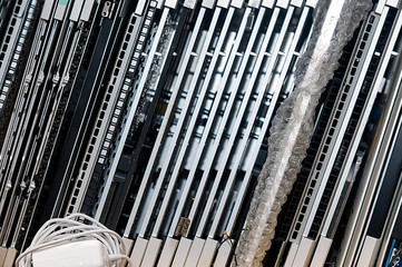 Obraz premium Row of disassembled laptops
