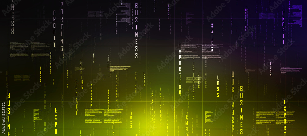 Poster 2d illustration abstract digital binary data on computer screen