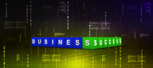 3d rendering Business Success Text Block